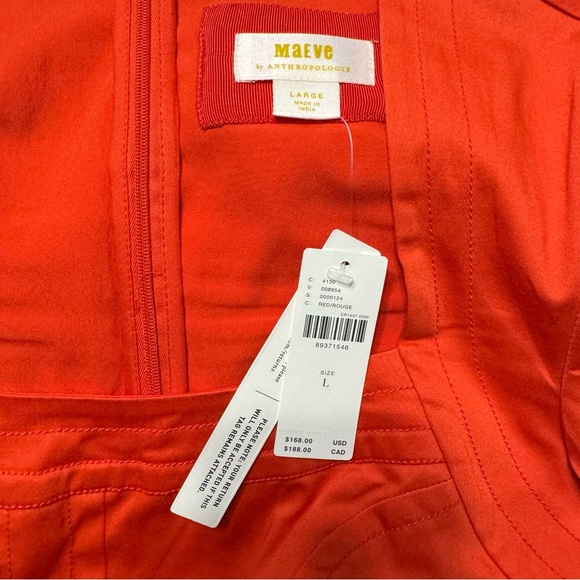 Anthropologie Maeve Vibrant Short sleeve square neck red polka dot mini Dress - Picture 10 of 11